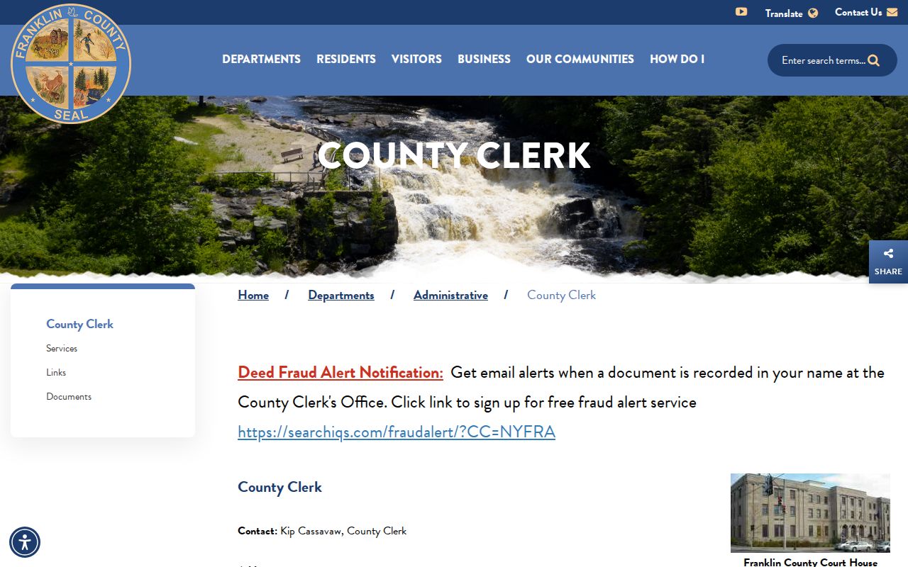 Franklin County court case lookup County Clerk page