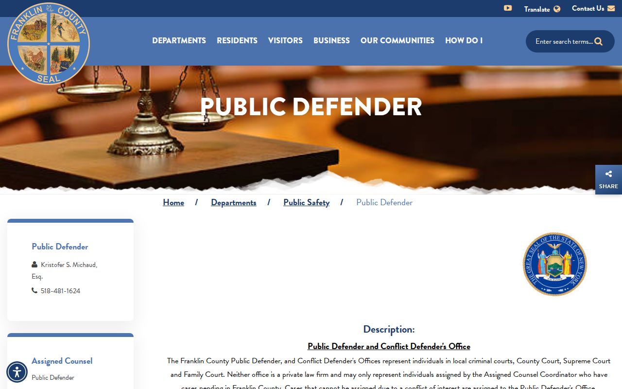 Franklin County Malone criminal records source at the Public Defender office page