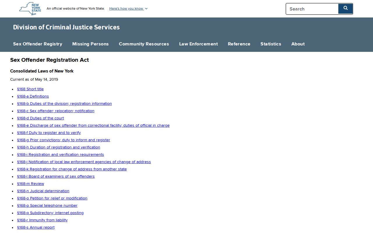 Franklin County sex offender registry Correction Law Article 6-C