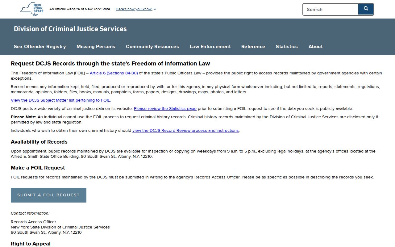 Franklin County Tupper Lake criminal history source explaining DCJS record review